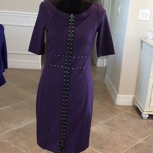 Grayse purple/black studded zip front dress, size small